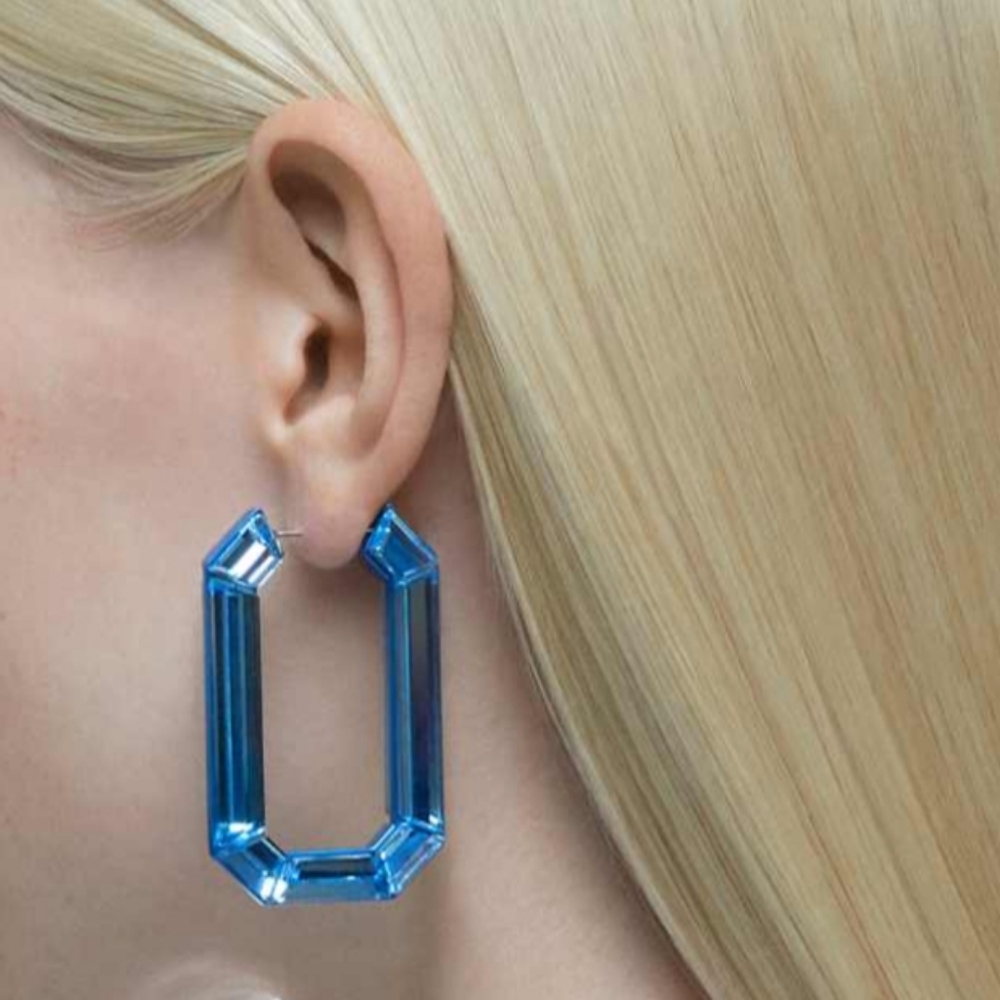 NWT Blue Lucent Geometric Statement Earrings.1.9"L X 1.07"W